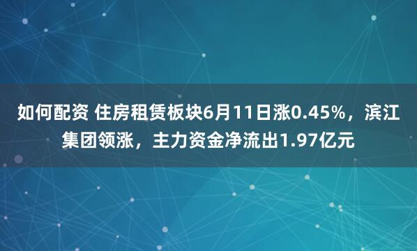 如何配资 住房租赁板块6月11日涨0.45%，滨江集团领涨，主力资金净流出1.97亿元